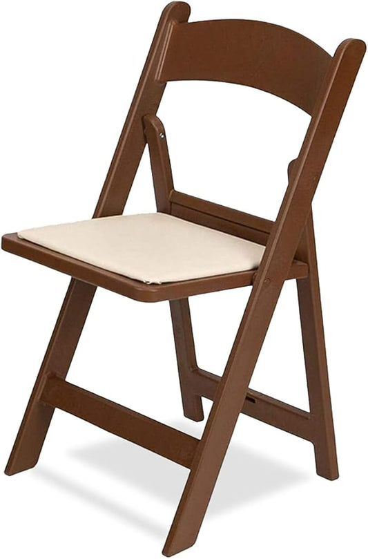 EventStable Titan PRO Resin Folding Chair - Brown with Ivory Indoor/Outdoor Lightweight Foldable Chair - Vinyl Padded Folding Chair for Weddings Parties Events - 100 Pack