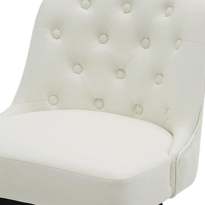 MINCETA Bar Stool, PU Leather Barstool, 30 Inch Upholstered Counter Stool with Low Tufted Back and Footrest, Swivel Counter Height Barstool for Kitchen Island Home Bar White