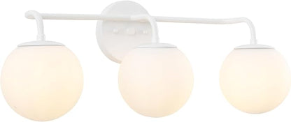 JONATHAN Y JYL3536D Louis Parisian Globe 25" 3-Light Metal/Frosted Glass Modern Contemporary LED Vanity Light Midcentury, Glam, Transitional, Bathroom, Powder Room, Dressing Room, Bedroom, White