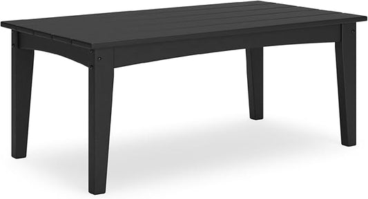 Signature Design by Ashley Hyland Wave Modern Weather Resistant HDPE Outdoor Coffee Table, Black
