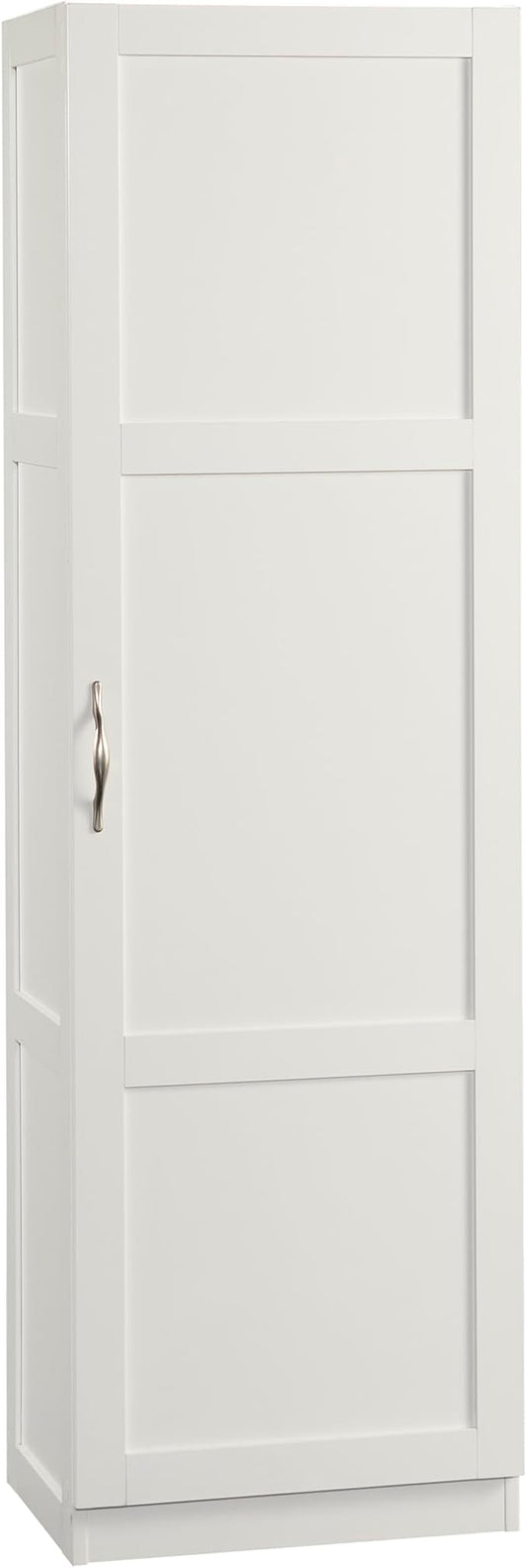 Sauder Miscellaneous Tall Storage Cabinet, Kitchen Pantry, Single Door with Adjustable Shelves, White Finish