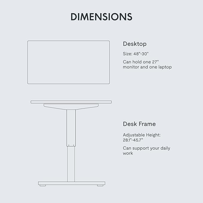 FLEXISPOT EN1 One-Piece Standing Desk 48 x 30 Inches Stand Up Desk for Workstation and Home Office (Silver Frame + 48 inches White Top, 2 Packages)