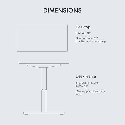 FLEXISPOT EN1 One-Piece Standing Desk 48 x 30 Inches Stand Up Desk for Workstation and Home Office (Silver Frame + 48 inches White Top, 2 Packages)