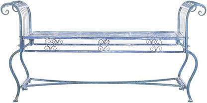 SAFAVIEH Outdoor Collection Brielle Victorian Antique Blue Bench
