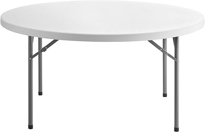 8 Pack 60" Round Granite White Plastic Folding Table - Heavy Duty Banquet, Party, Wedding Table - 5-Foot