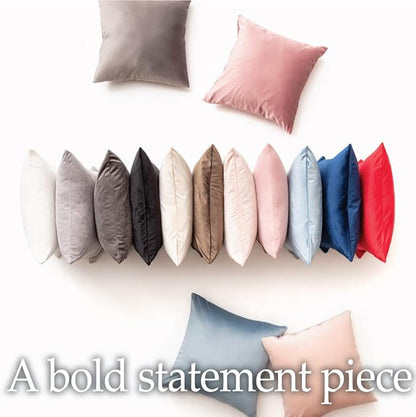 lalaLOOM Velvet Throw Pillow Covers, Set of 2, 18x18 Decorative Square Pillows Home Decor, Soft Accent Cases, Silky Machine Washable Pillowcases for Sofa, Couch, Bedroom, Living Room, Petal Pink