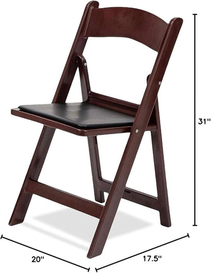 EventStable Titan PRO Resin Folding Chair - Mahogany Indoor/Outdoor Lightweight Folding Chair with Vinyl Padded for Weddings Parties Events - 100 Pack
