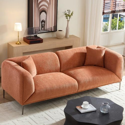 83" Mid-Century Modern Couch, Breathable Fabric Couch with Upholstered Cushions/Pillows, 3-Seat Sofas & Couches, for for Living Room/Bedroom/Lobby/officee (Brown)