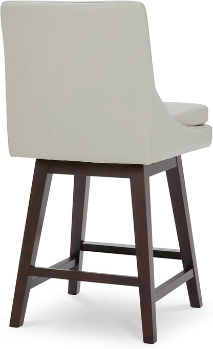 CHITA Counter Height Swivel Bar Stools Set of 4, FSC Certified Upholstered Faux Leather Barstool Chairs with Back, 26.8" H Seat Height, PU Leather in Creamy Grey