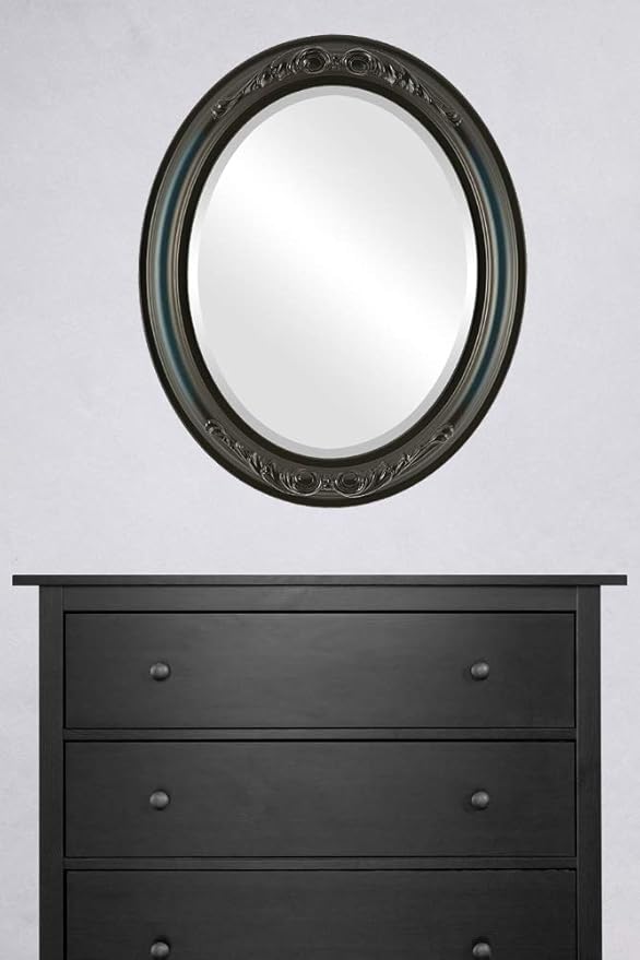 OVALCREST Oval Beveled Wall Mirror for Home Decor - Florence Style - Royal Blue - 34" x 24"