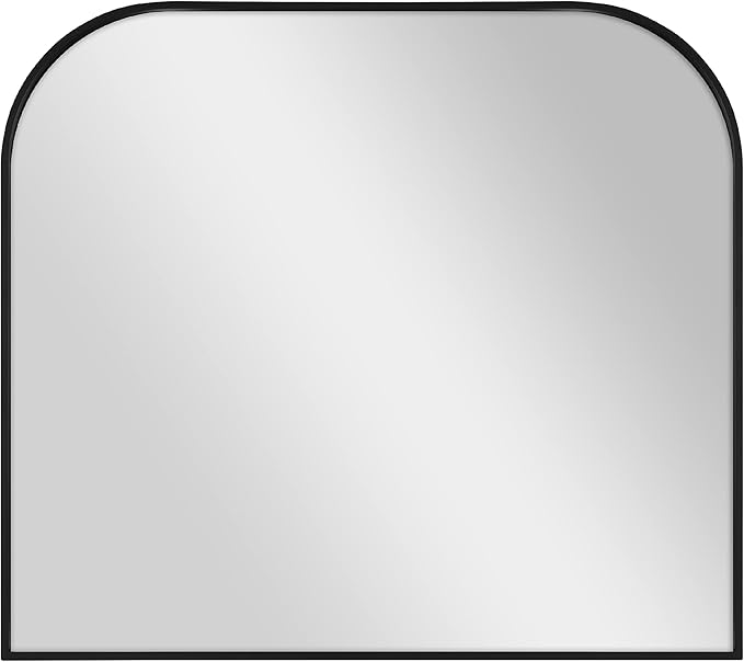 MCS Master & Co. Modern Metal Large Wall Mirror, Minimalist Home Decor Mantle Arch Mirror for Living Room, Bedroom, or Bathroom, 36 by 32 Inch, Black