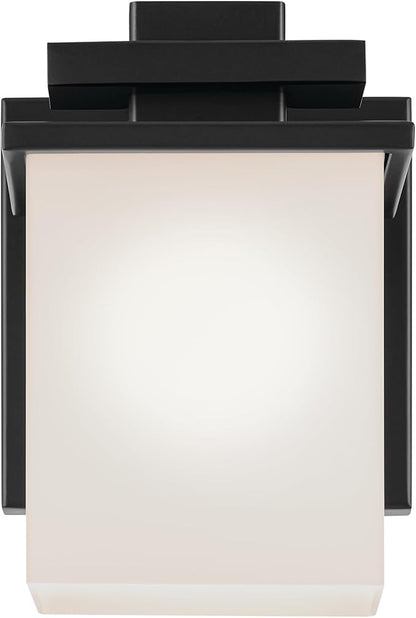 KICHLER Tully 6.5" 1-Light Wall Sconce with Satin Etched Cased Opal Glass in Black for Vanity, Living Room, Dining Room, Bedroom, Laundry Room, Mudroom, Hallway, Stairwell (6.5 x 5 x 7), 45149BK