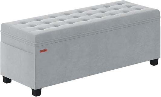 Velvet Storage Ottoman Bench, End of Bed Bench with Legs, Large Entryway Bench, Foot Rest Stool, Tea Table for Bedroom, Living Room, Loads 770 lb, 15.7"L x 43"W x 15.7"H, Dove Gray, UASND62G