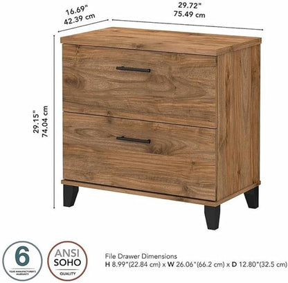 Bush Furniture UrbanPro 2 Drawer Lateral File Cabinet in Fresh Walnut - Engineered Wood