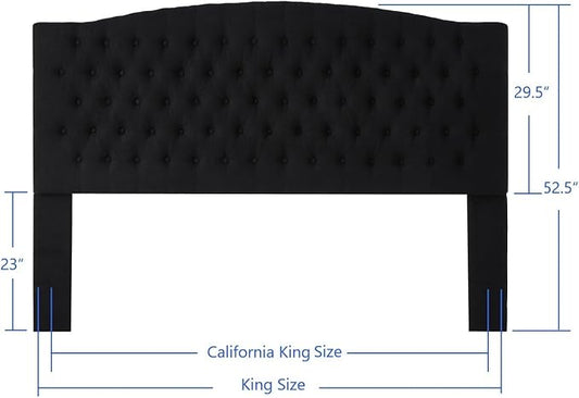 24KF Boucle Upholstered Tufted Button King Headboard and Comfortable Fashional Padded King/California King Size headboard,6025-K-Boucle-Black