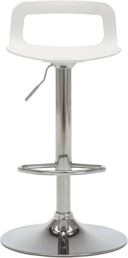 NOBPEINT NOB Contemporary Chrome Air Lift Adjustable Swivel Bar Stool (White, Set of 2)