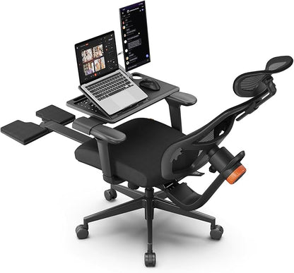 Newtral Office Chair Ergonomic with Footrest, Auto-Following Lumbar Support, High Back Desk Chair with 4D Armrest,136° Tilt Lock, Adjustable Seat Depth & Height (Upgrade with Laptop Tray, Black)