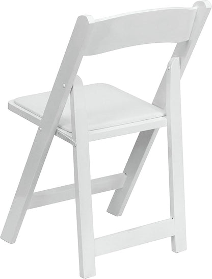 Flash Furniture HERCULES Series White Wood Folding Chair with Vinyl Padded Seat