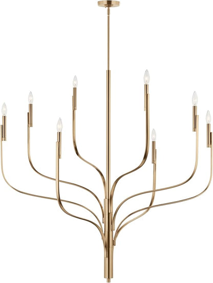 KICHLER Livadia 8-Light Chandelier, Soft Modern-Light in Champagne Bronze, for Foyer, Great Room, or Vaulted Dining or Bedroom (47.75" x 47.75"), 52675CPZ