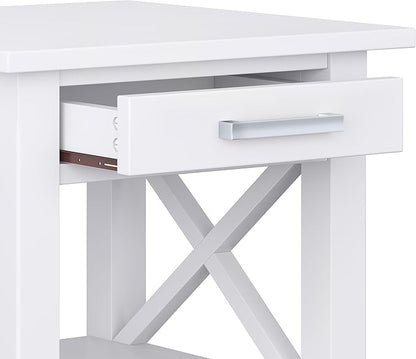 SIMPLIHOME Kitchener SOLID WOOD 21 inch Wide Square Contemporary End Table in White for the Living Room and Bedroom