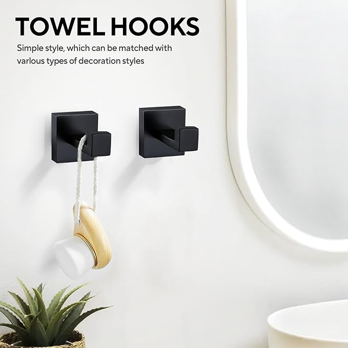 10 Pieces 23.6-Inch Bathroom Hardware Accessories Set,Black TStainless Steel Bathroom Hardware Set,Bath Towel Bar Kit