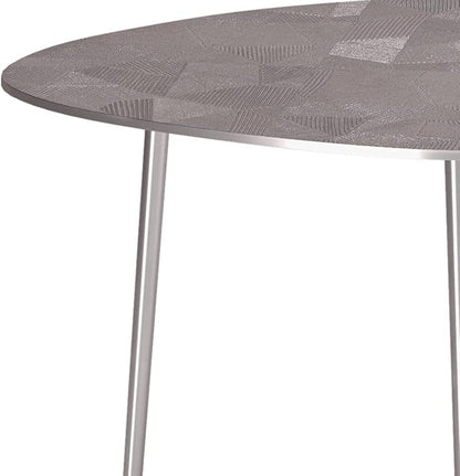SIMPLIHOME Shelton Contemporary 20 inch Wide Metal 2 Pc Metal Nesting Table in Nickel for the Living Room and Bedroom