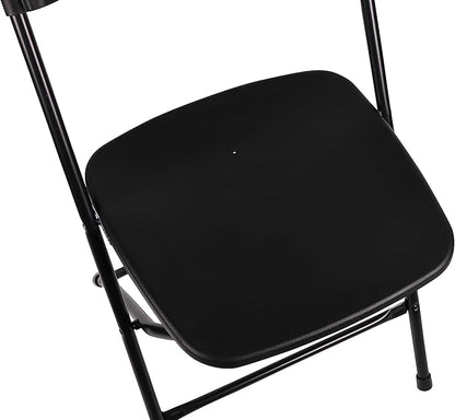BTEXPERT Set of 10,Black Plastic Folding Chair Steel Frame Commercial High Capacity Event Chair Lightweight Set for Office Wedding Party Picnic Kitchen Dining Church School