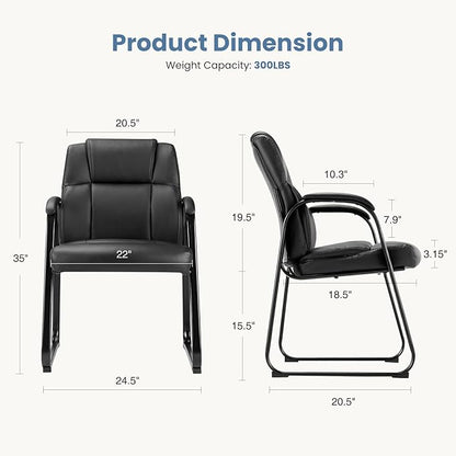 NEWBULIG Waiting Room Guest Chairs Set of 8, Stationary Office Reception Chairs No Wheels, Comfy Padded Arms and Seld Base, for Conference Room Lobby Home Computer Desk Bedroom Elderly, Black