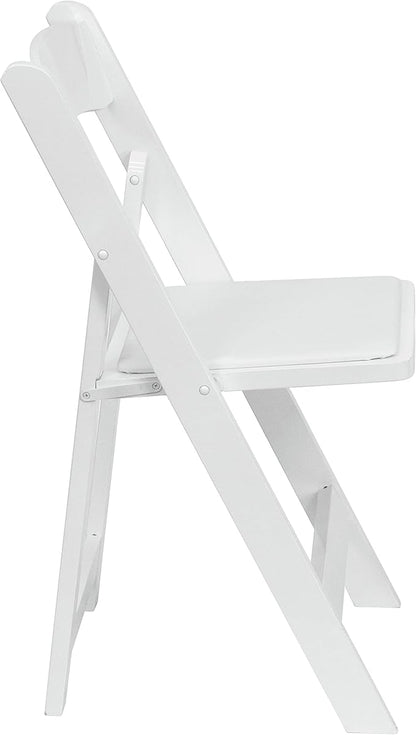 Flash Furniture HERCULES Series White Wood Folding Chair with Vinyl Padded Seat