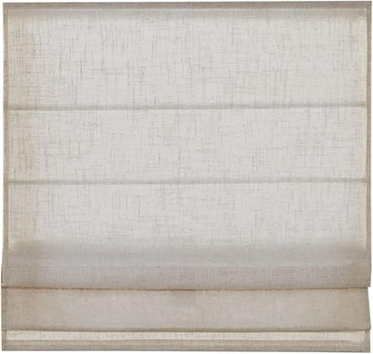 Madison Park Kyler Cordless Roman Shades - Single Panel, Lightweight Linen Blend Fabric, Natural Design, Easy Installation, Light Filtering Window Blind, Bedroom, Living Room Decor 34"W x 64"H Natural