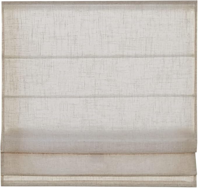 Madison Park Kyler Cordless Roman Shades - Single Panel, Lightweight Linen Blend Fabric, Natural Design, Easy Installation, Light Filtering Window Blind, Bedroom, Living Room Decor 27"W x 64"H Natural