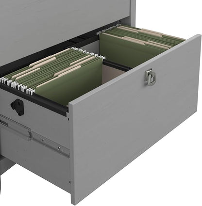 Bush Furniture Salinas 2 Drawer Lateral File Cabinet in Cape Cod Gray, Home Office Storage Solution, Organizer with Drawers for Workspace, Filing Unit