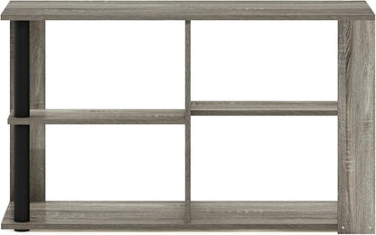 Furinno Romain Narrow End Table with Shelves, French Oak/Black
