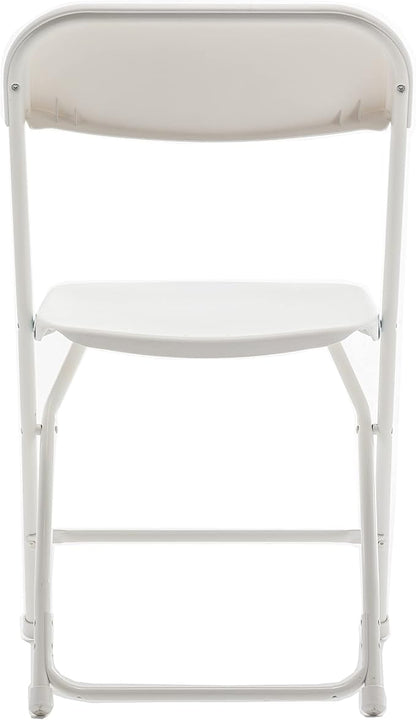 BTEXPERT Set of 100, White Plastic Folding Event Chairs Steel Frame Commercial 650LB High Capacity Lightweight Set for Office Wedding Party Picnic Kitchen Dining Church School