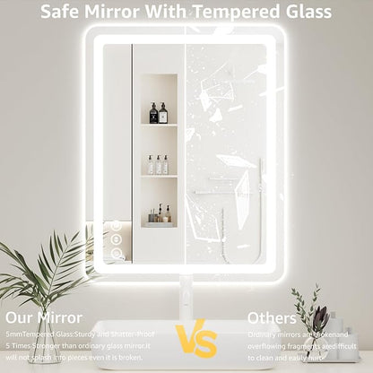 30" x 36" Led Bathroom Mirror with Lights, Anti-Fog & Tri-Color Lighting - Wall Mounted Shaving Mirror with Touch Sensor, Waterproof & Smart LED Vanity Mirror,Tempered Glass, Dimmable Smart Mirror
