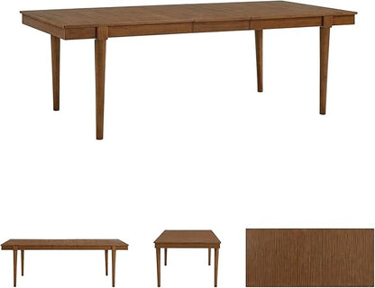 Signature Design by Ashley Lyncott Mid-Century Dining Extension Table with Removable Center Leaf, Dark Brown
