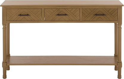 SAFAVIEH Home Collection - Peyton Desert Brown Console Table with 3 Drawers and 1 Shelf, Farmhouse Accent Entryway Table (CNS5705G)