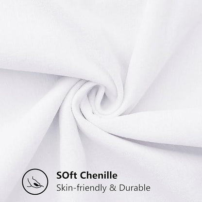 decorUhome Chenille Soft Throw Pillow Covers 22x22 Set of 2, Farmhouse Velvet Neutral Decorative Euro Pillow Covers with Stitched Edge for Couch Sofa Bed Home Decor, White