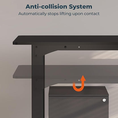 4 Legs Standing Desk, Large 55x28 Inches Electric Adjustable Height Desks with Splice Board, Stand Up Desk Home Office Computer Workstation, Black
