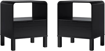 Elias Modern Curved-Frame Solid Wood Nightstand