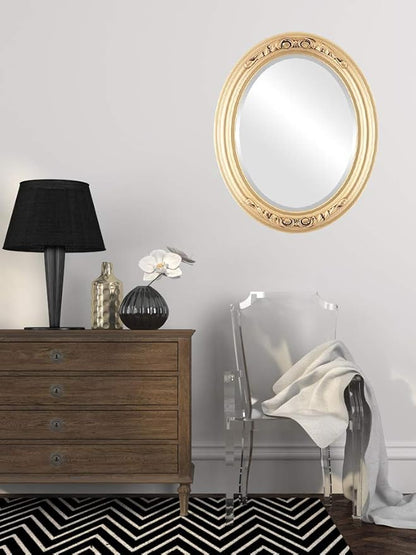 OVALCREST Oval Beveled Wall Mirror for Home Decor - Florence Style - Gold Spray - 20" x 16"