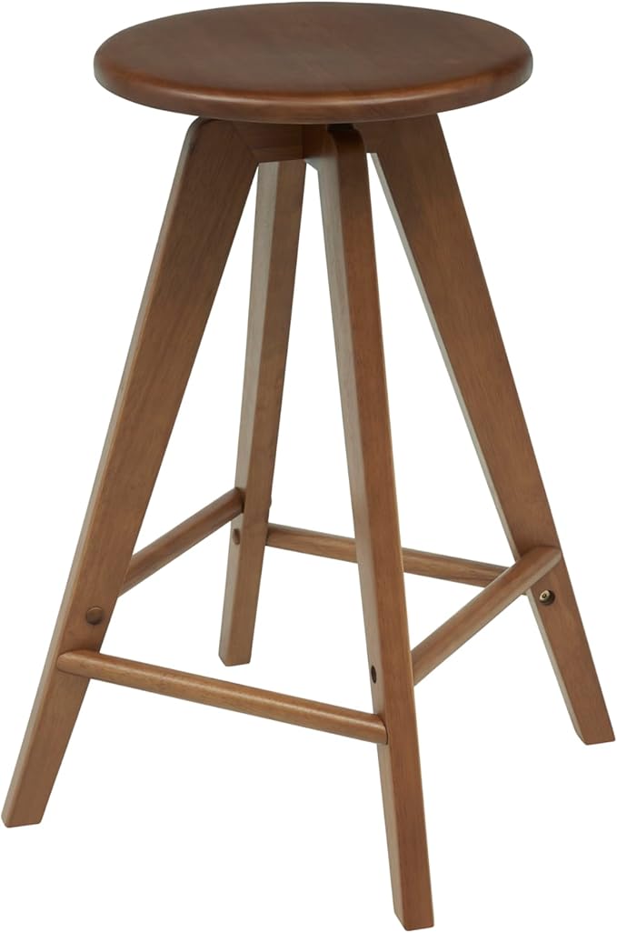 JONATHAN Y CSL2001B Ceren 25.5" MidCentury Industrial Round Solid Wood Backless Counter Stool for Home, Kitchen, Dining Room, Workspaces, Cafes and Resturants, Walnut Brown