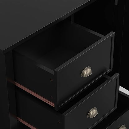 SIMPLIHOME Redmond SOLID WOOD 39 inch Wide Transitional Medium Storage Cabinet in Black for the Living Room, Entryway and Family Room