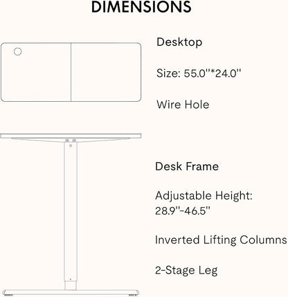 SANODESK Electric Standing Desk 55x24 Inch Height Adjustable Stand Up Desk Home Office Computer Workstation Sit Stand Home Office Desk with Splice Board (Black Frame + Black Top)