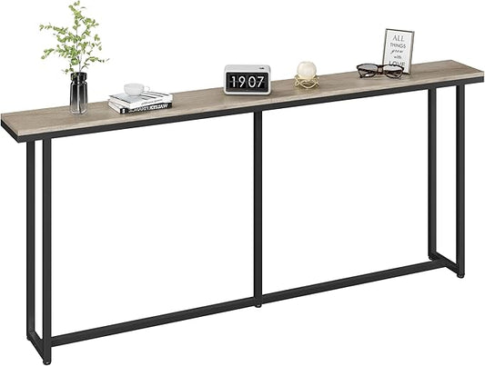 Yaheetech Narrow Console Table with Sturdy Metal Frame, 71 Inch Extra Long Entryway Sofa Table for Behind Couch, Hallway, Living Room, Gray
