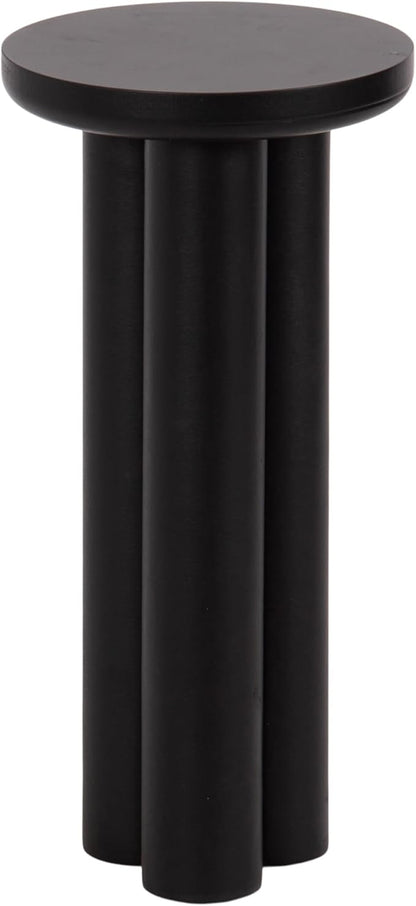 Kate and Laurel Pylar Modern Wooden Drink Table, 10 x 10 x 21, Black, Transitional Mini Table with Chunky Pillar Base for Use as Pedestal Plant Stand Indoors or Small Nightstand Option