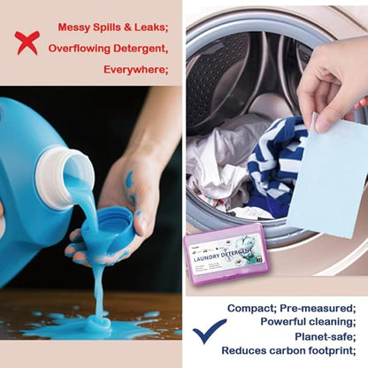 Laundry Detergent Sheets | Ultra-Portable | Travel Size | 32 Loads, 5-Second Dissolve | TSA-Approved & Eco-Friendly | 2X Stain Removal Tech | HE-Safe Detergent Sheets, Fresh Botanical Scent