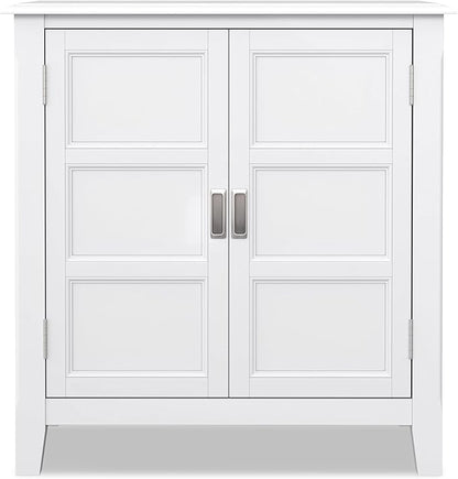 SIMPLIHOME Burlington SOLID WOOD 30 inch Wide Transitional Low Storage Cabinet in White for the Living Room, Entryway and Family Room