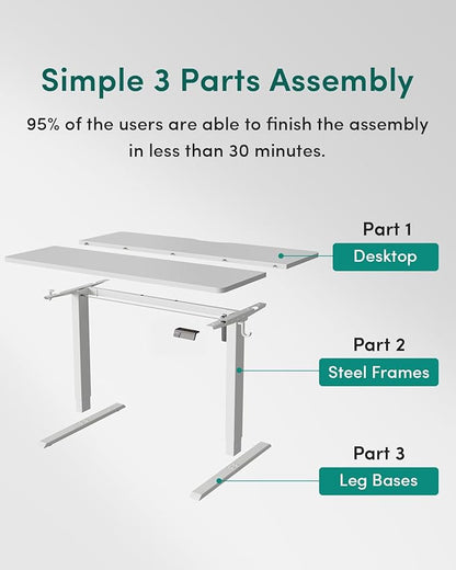 CubiCubi Height Adjustable Electric Standing Desk, 63 x 28 Inches Sit Stand up Desk, Large Memory Computer Home Office Desk with Two-Piece Desktop (White)