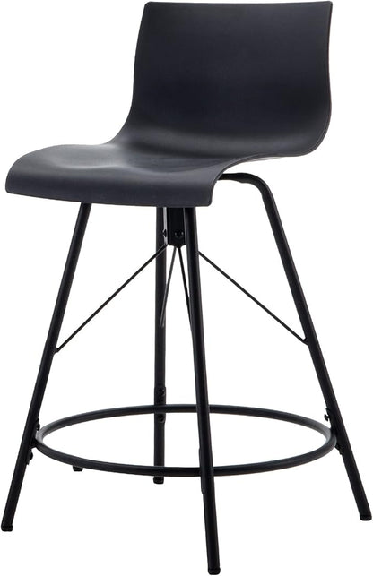 annjoe Swivel Bar Stools Metal Counter Height Stools Plastic Seat Chairs Set of 4 for Indoor Outdoor Home Kitchen Business (26" Black)